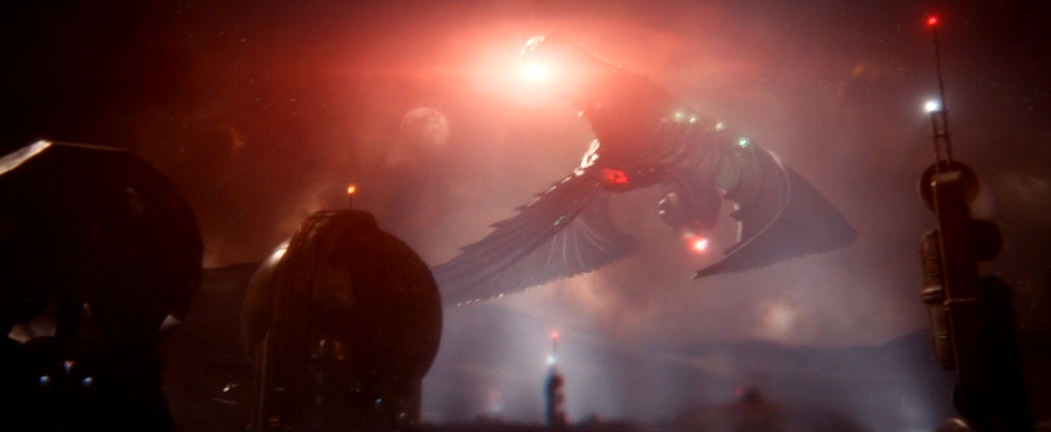 Eine Invasionsstreitmacht der Klingonen landet 2236 auf Doctari Alpha (Szenenfoto aus "Der Zeitsturm", CBS).