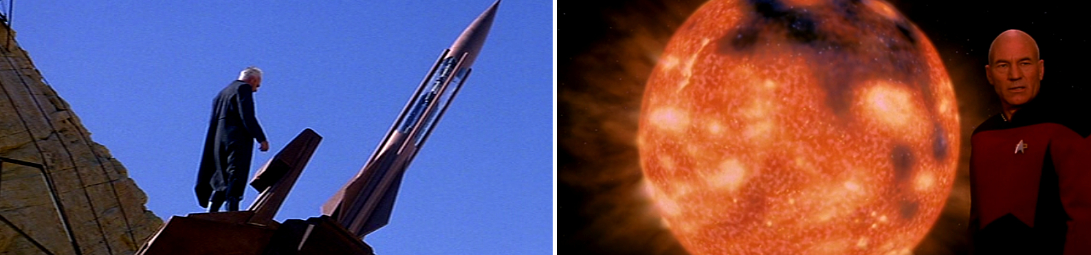 Dr. Soran löst in "Star Trek: Generations" mithilfe eines Trilithium-Torpedos eine Supernova im Armagosa-System aus (Szenenfoto: Paramount Pictures).