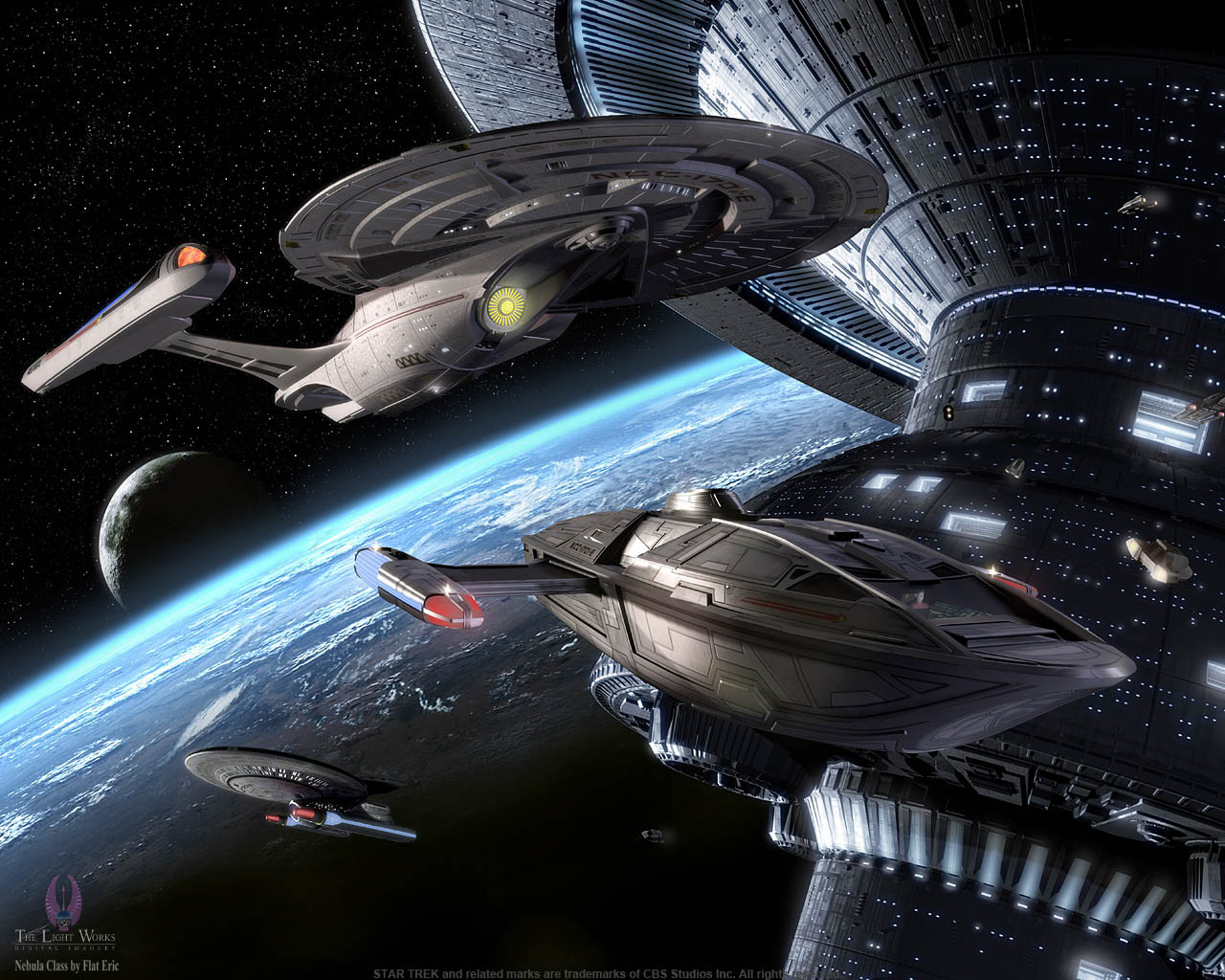 U.S.S. Enterprise-E und Captain's Yacht im Erdorbit (Bild: Nutzung mit freundlicher Erlaubnis von The Light Works, Tobias Richter)