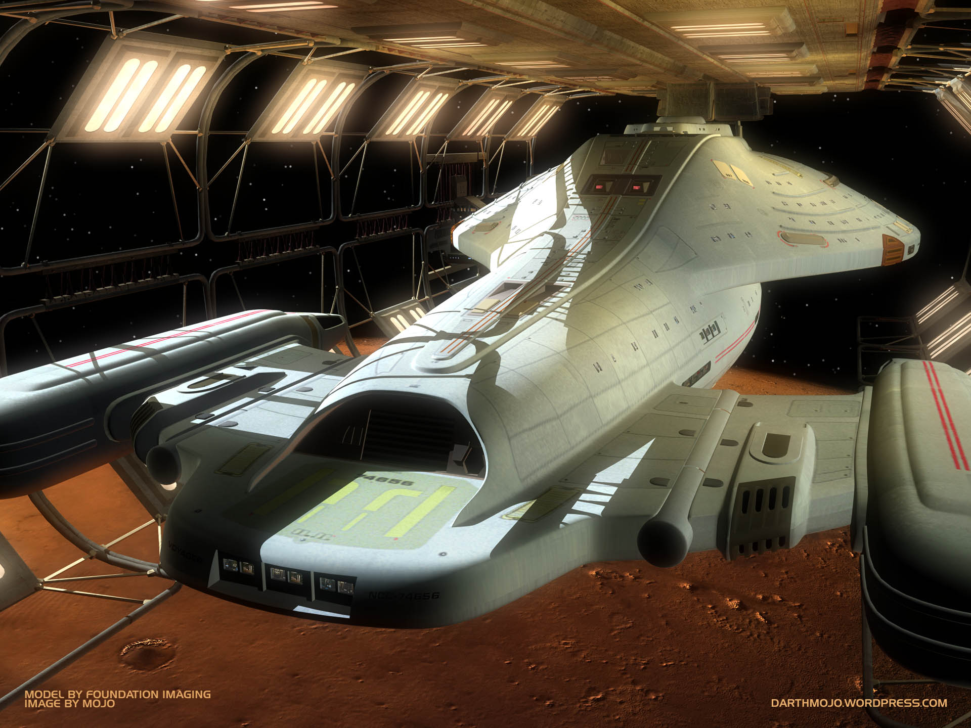 U.S.S. Voyager in der Utopia-Planitia-Werft in "Relativity" (Bild: Nutzung mit freundlicher Erlaubnis von Adam "Mojo" Lebowitz)